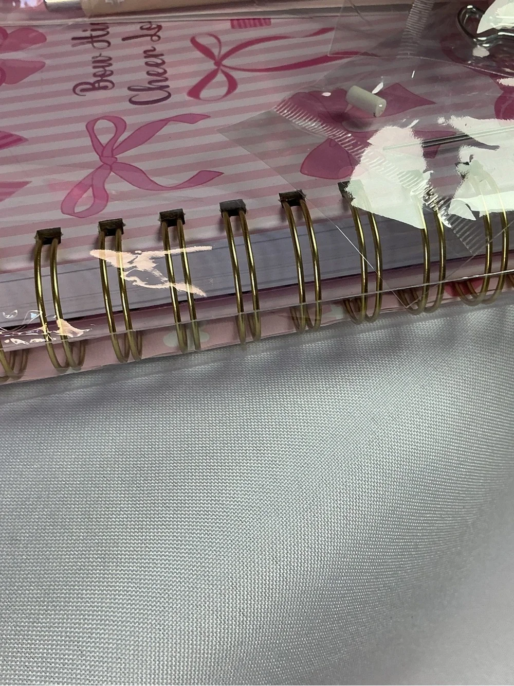 ★ Pink Bow Stationery Gift Set Notebook Pen Tabs & Clips Bundle